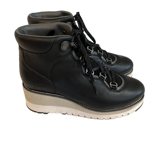 Cole Haan ZeroGrand Grand Explore Waterproof City Lace-Up Wedge Boot US 7 Black - Picture 2 of 10